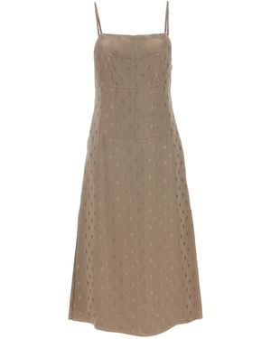 Fendi Satin Midi Dress Abiti Grigio-Donna - Neutro