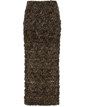 Nanushka Ruffled Zebra-Print Skirt - Brown