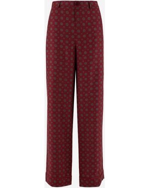 Moschino Silk Trousers With Graphic Pattern - Red