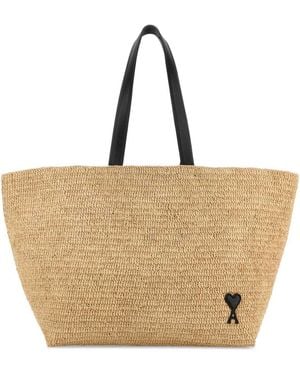 Ami Paris Ami Raffia Shopping Bag - Natural