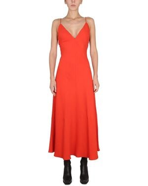 Stella McCartney Maxi V-Neck Dress - Red