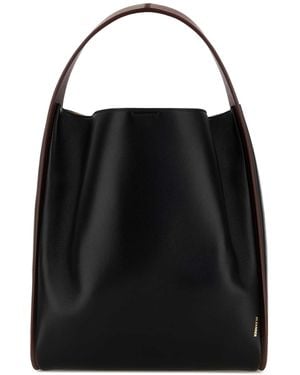 Jil Sander Leather Pivot Bucket Bag - Black