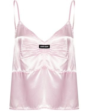 Miu Miu Crepe Satin Top - Pink