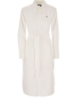 Polo Ralph Lauren Cotton Chemisier With Belt - White