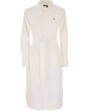 Polo Ralph Lauren Cotton Chemisier With Belt - White
