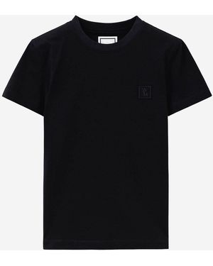 WOOYOUNGMI Baumwoll-T-Shirt mit Rückendruck - Schwarz