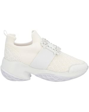 Roger Vivier Viv Run Crystal-Embellished Mesh And Leather Slip-On Trainers - White