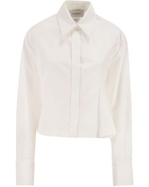 Sportmax Spxcerto Cropped Poplin Overhemd Met Asymmetrische Plooien - Wit