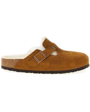 Birkenstock Boston Sabot mit Pelzfutter - Braun