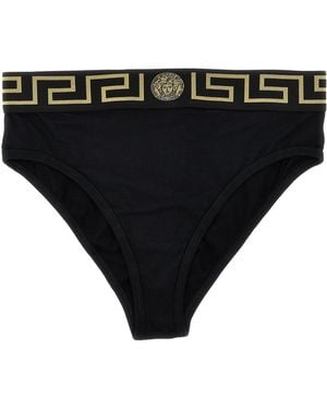 Versace Logo Elastische Slips - Zwart