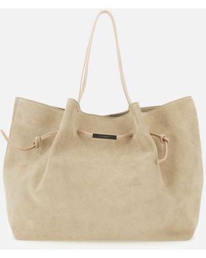 Iceberg Ijsberg Maxi Suede Schouder Shopper Tas - Naturel