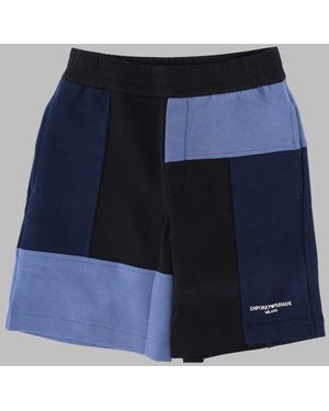 Emporio Armani Boys' Cotton Blend Shorts With Stretch - Blue