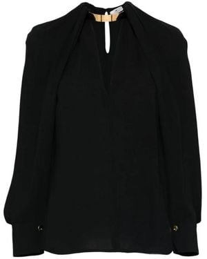 Elisabetta Franchi Georgette Blouse With Jewel Detail - Black