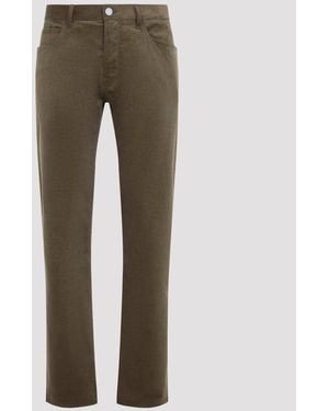 Giorgio Armani 5-Pocket Cotton Cashmere Trousers With Stretch - Green