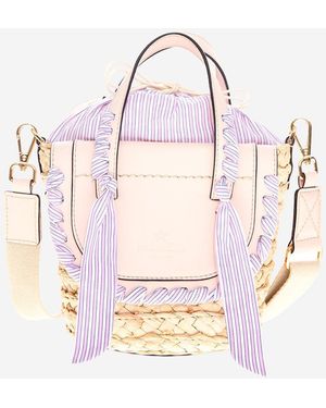 CUBA LAB Bolso Habanera De Piel Y Rafia - Rosa