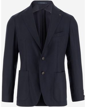 Tagliatore Stretch Wool Single-Breasted Jacket - Blue