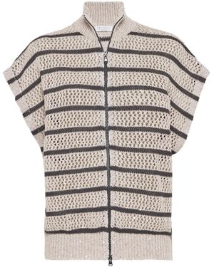 Brunello Cucinelli Gestreepte Vest - Grijs