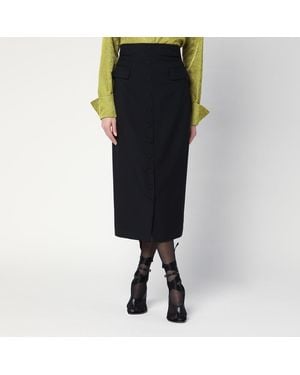 Dries Van Noten Wool And Mohair Midi Skirt - Black