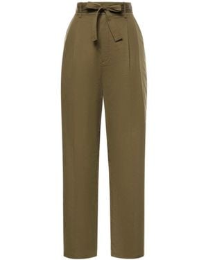 Saint Laurent Pantalon Droit Un Pli Twill Co - Groen