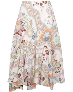 Etro Midi Rok Met Bloemenprint - Naturel