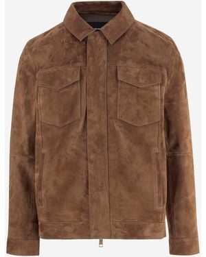 Yves Salomon Veste en daim - Marron