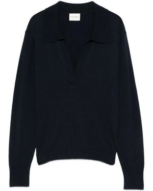 Closed Long-Sleeve Polo Top - Blue