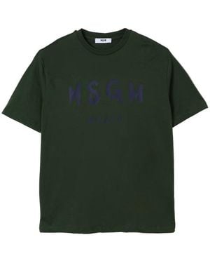 MSGM T-Shirt With Logo - Green