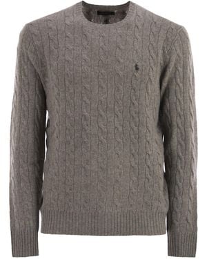 Polo Ralph Lauren Lana y suéter de punto de cable de cachemir - Gris