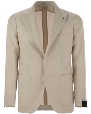 Tagliatore Virgin Wool And Linen Jacket - Natural