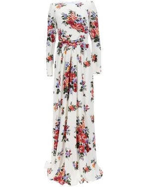 Dolce & Gabbana Floral Round Neck Maxi Dress - White