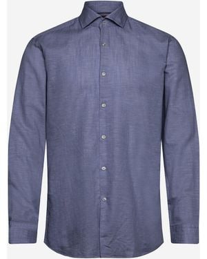 BOSS Cotton And Linen Shirt - Blue