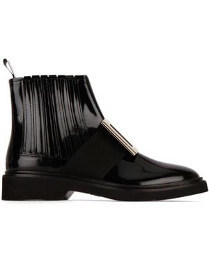 Roger Vivier Pleated Back Calfskin Bootie - Black