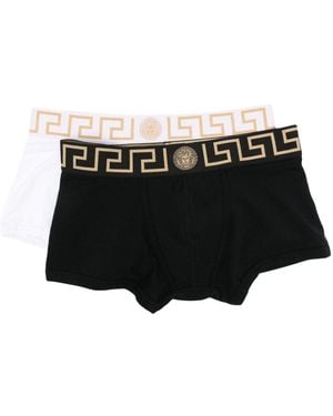 Versace Twee Boxershorts Met Greca Design - Zwart