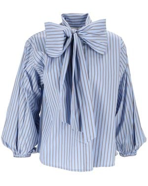Shirtaporter Camisa A Porter Casacca Popeline C/Fiocco - Azul