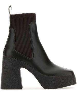 Stella McCartney Dunkelbraun Alter Mat Skyla -Knöchelstiefel - Schwarz