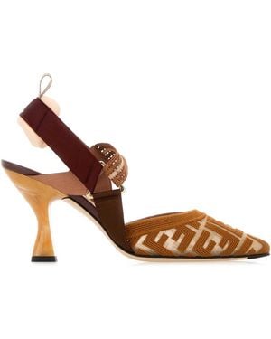 Fendi Mesh Colibr㬠Court Shoes - Brown