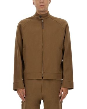Moschino Structured Boxy Jacket With High Collar - Brown