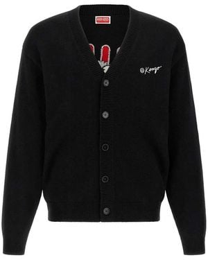 KENZO Wild Tiger Strickjacke aus Wolle und Baumwolle - Schwarz