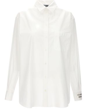 Moschino Tailored Stretch Cotton Poplin Shirt With Front Po - Weiß