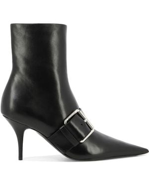 Balenciaga Luxurious Leather Ankle Boots With Maxi Buckle - Black