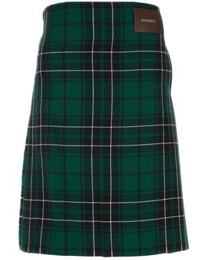 JW Anderson Jw Anderson Embroidered Wool Skirt - Green