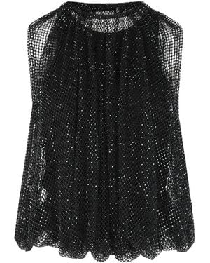 Sportmax 'Nodo' Mesh Top With Crystals - Black