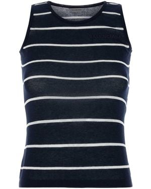 Balenciaga Embroidered Knit Tank Top - Blue