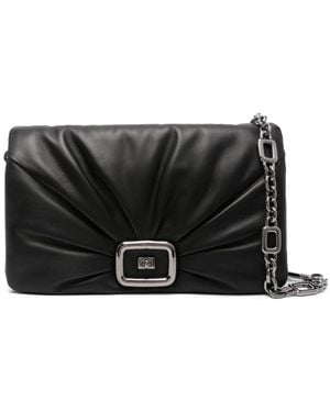 Roger Vivier Viv' Choc Leather Clutch - Black