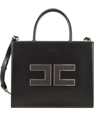 Elisabetta Franchi Large Tote Bag With Logo - Black