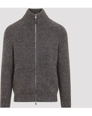 Brunello Cucinelli Strickjacke mit durchgehendem Reißverschluss - Grau