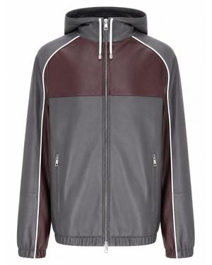 LA ROSE Hooded Leather Vintage Jacket - Grey