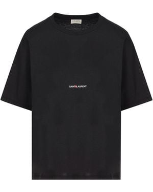Saint Laurent Cotton Logo T-Shirt - Black