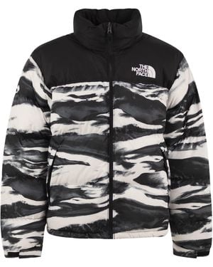 The North Face Retro Nuptse Graphic Print Puffer Jacket - Black