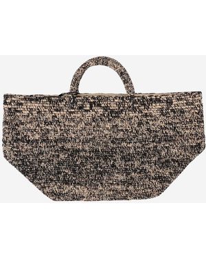 IBELIV Medium Vanilla Rafia Tote Bag - Gray